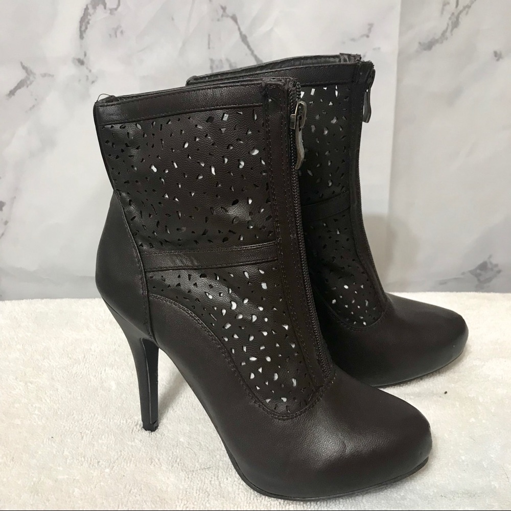 Vegan Cut Out Heeled Ankle Boots 5.5 Jelly Pop - Picture 3 of 5